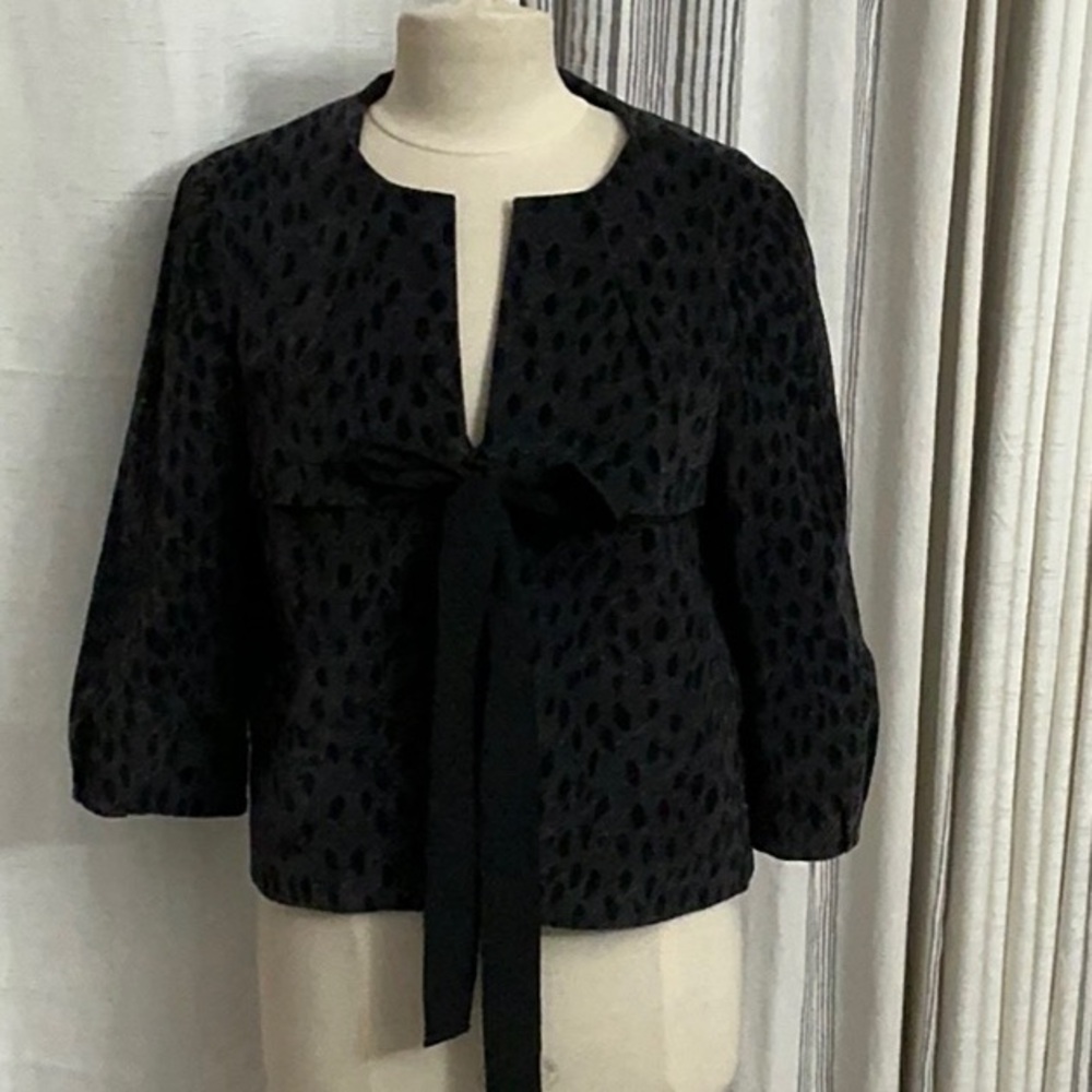 Michael Kors Chic Black Patterned Jacket With Bow… - image 1